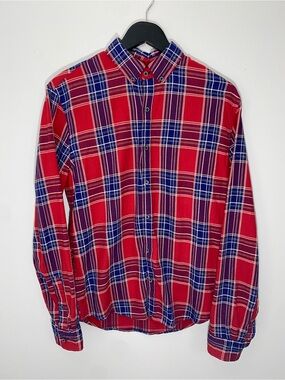 Scotch & Soda Red and Blue Plaid Button-Down long sleeve Shirt Medium